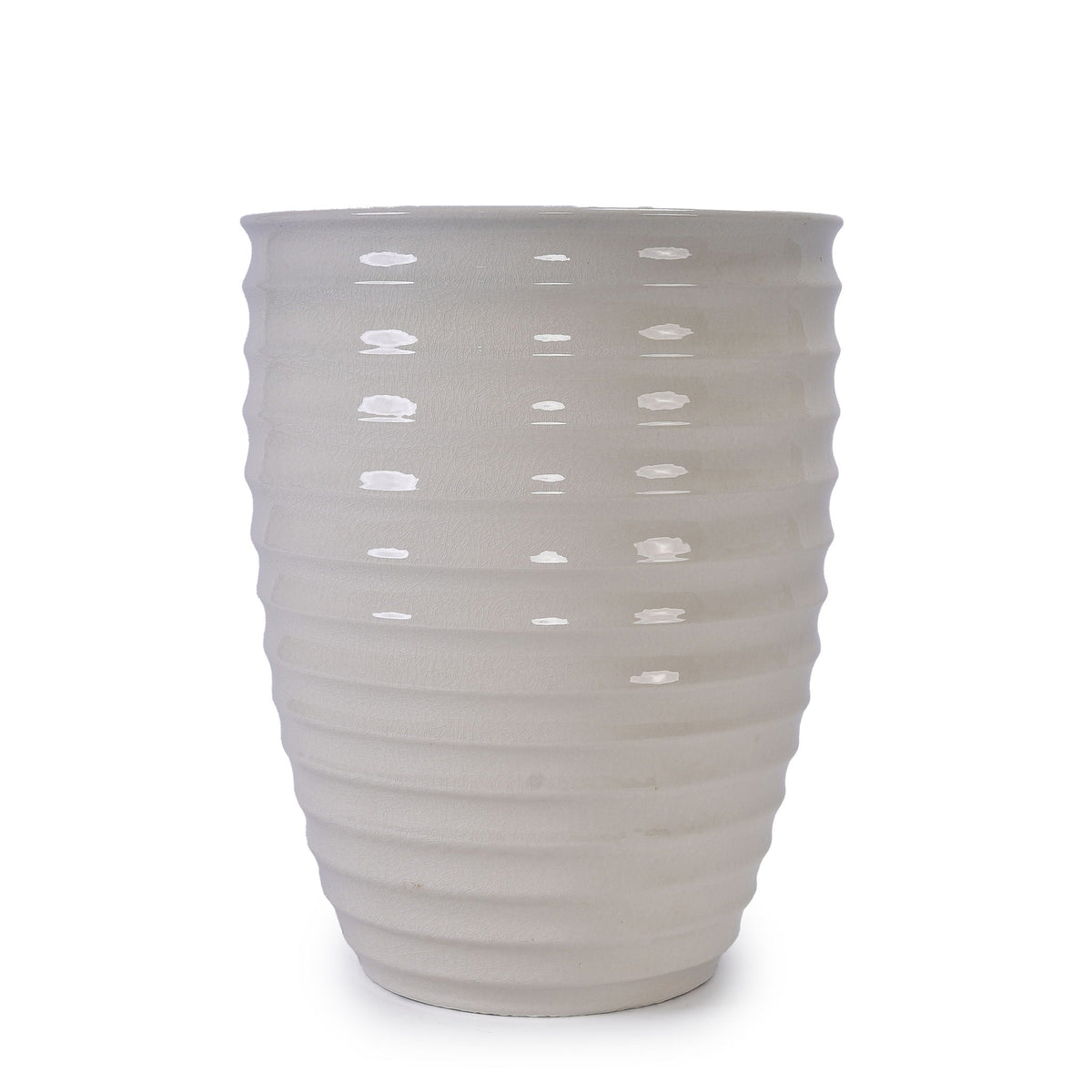 White Flowerpot Planter with Durable Construction - White