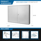 Adjustable Key Cabinet with Lock - Multiple Sizes, Gray or Black