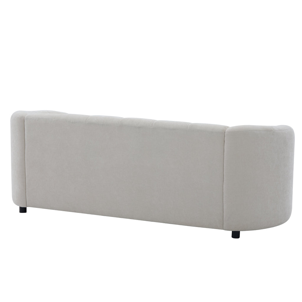 Modern Curved Chenille Sofa Couch with Sturdy Wood Frame – Cream