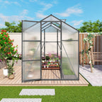 Windproof Greenhouse with Raised Base - Polycarbonate Panels - Black