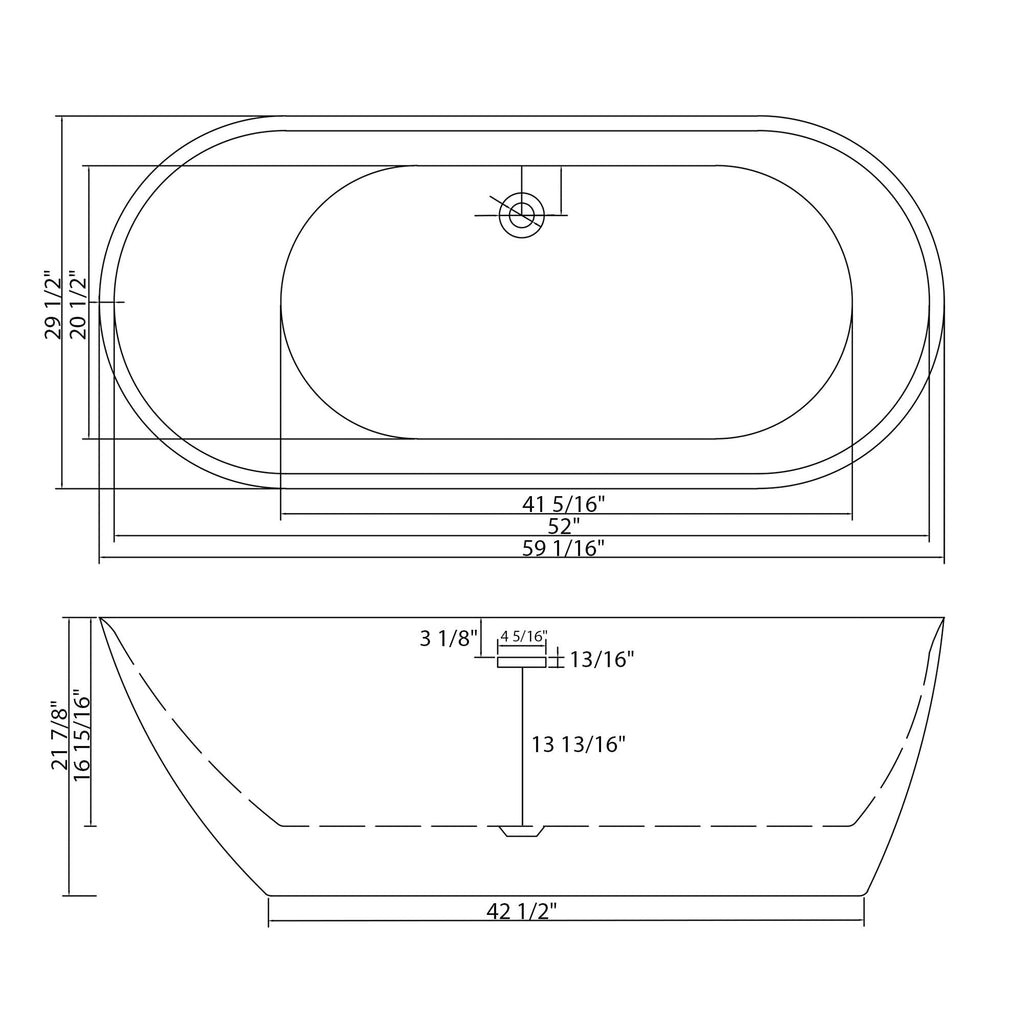 Glossy Freestanding Bathtub with Pop Up Drain - White