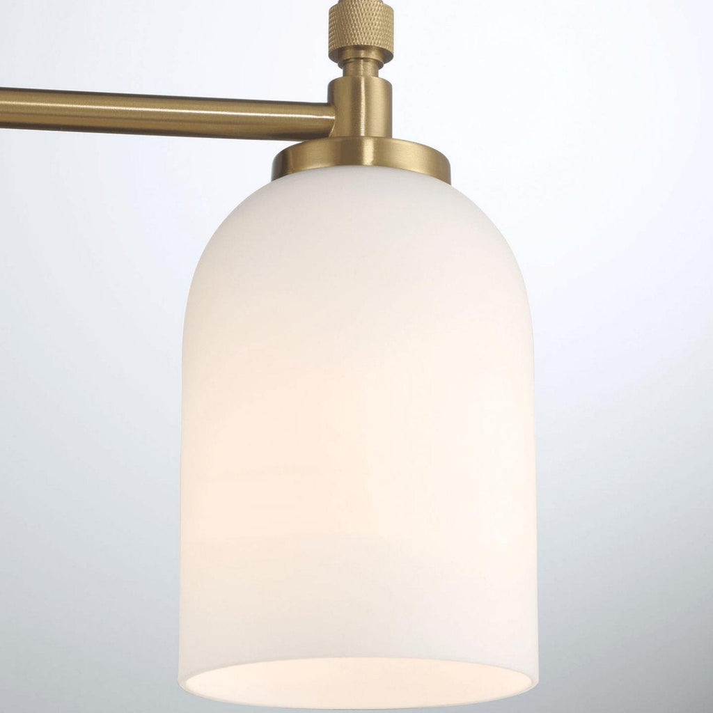 3-Light Vanity Wall Light with Frosted Glass Shades - Black / Gold / White