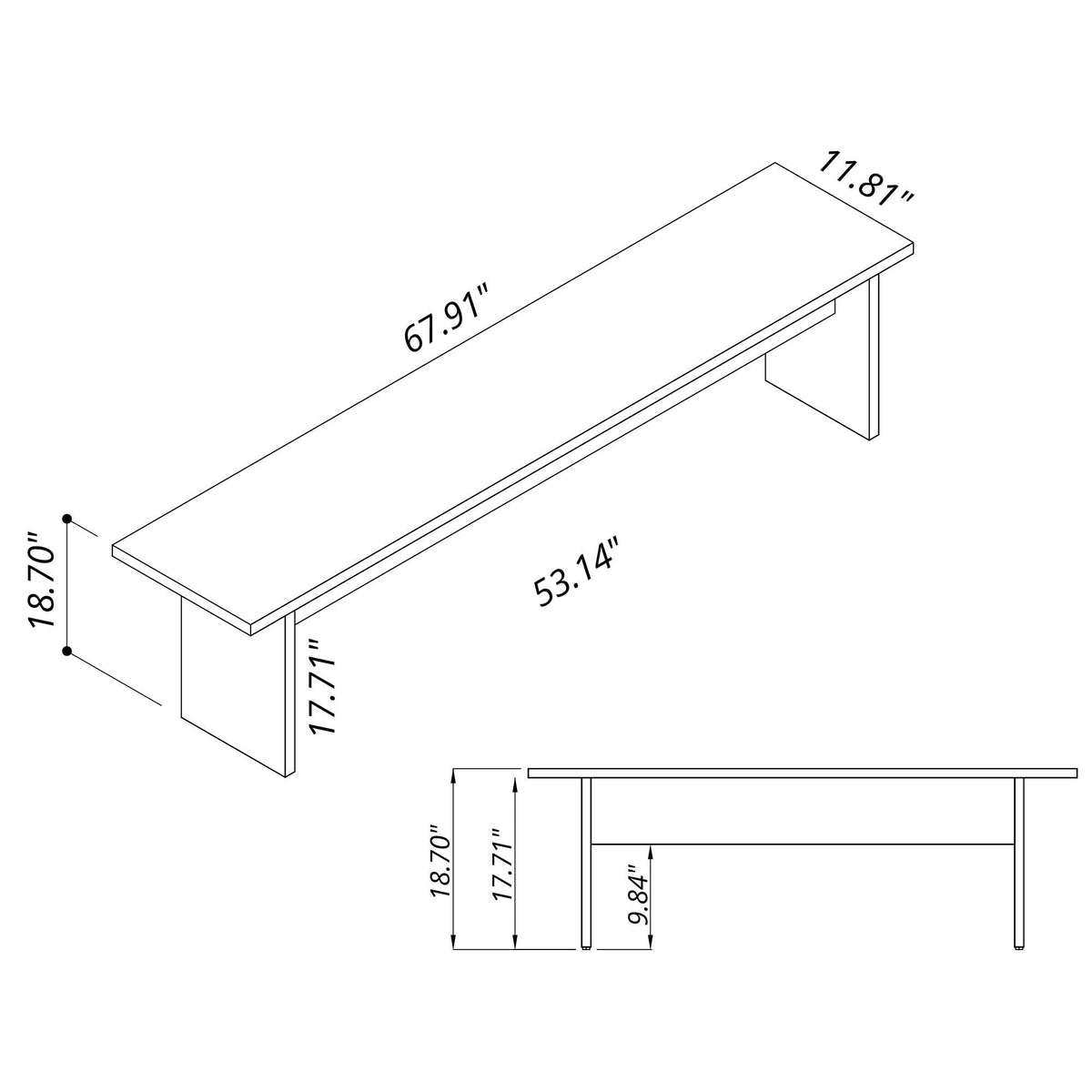 Nomad Dining Bench for 2 Persons with Sturdy Wood Construction - Multiple Colors