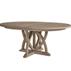 Round Extendable Dining Table with Pedestal Base - Sand