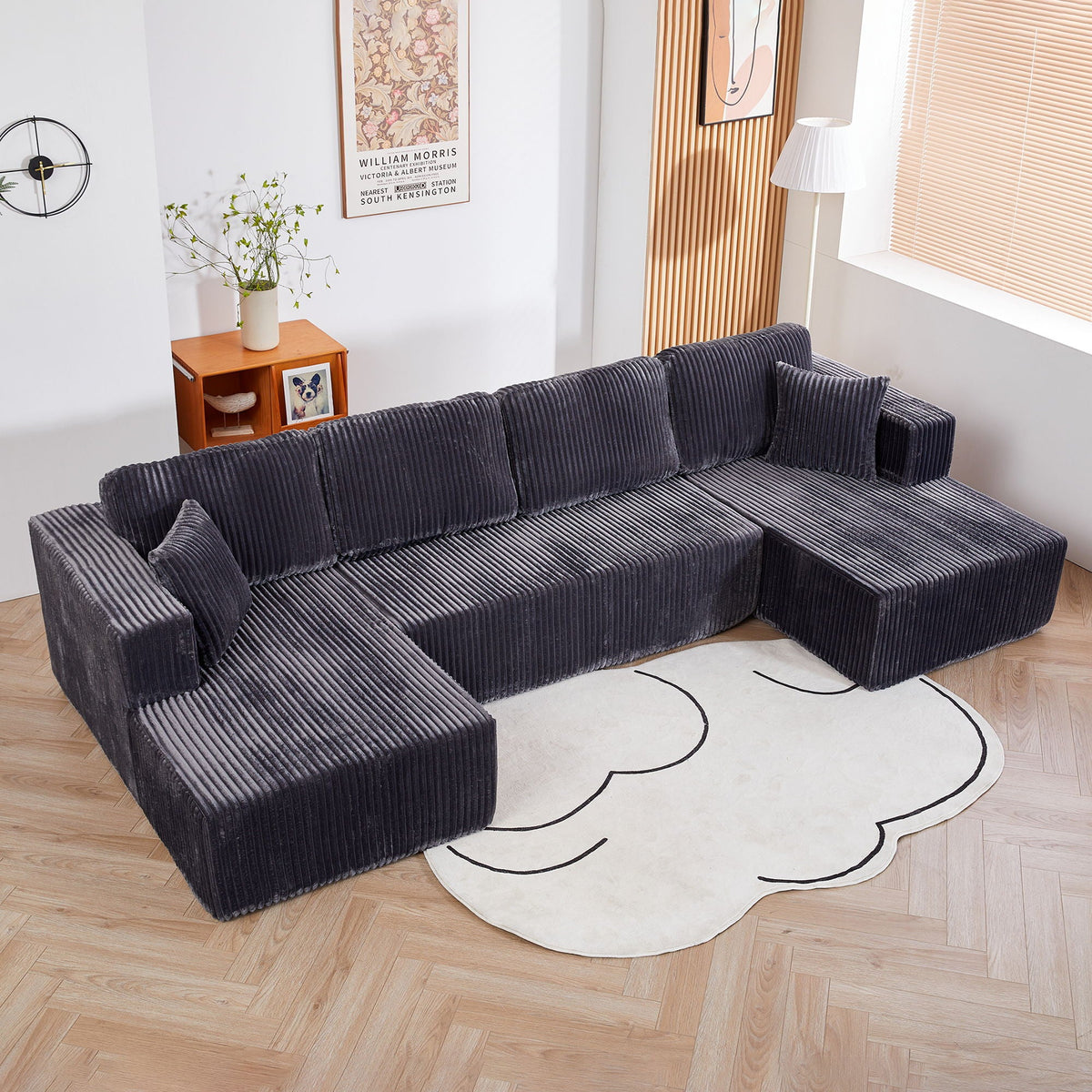 U-Shape Modular Sectional Sofa with Modular Design - Corduroy