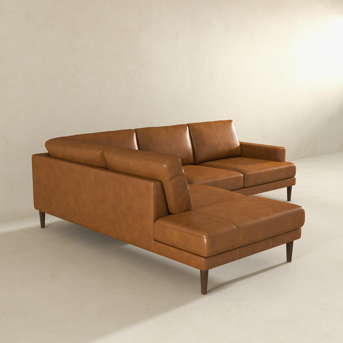 L-Shaped Sectional Sofa with Modern Design - Light Brown