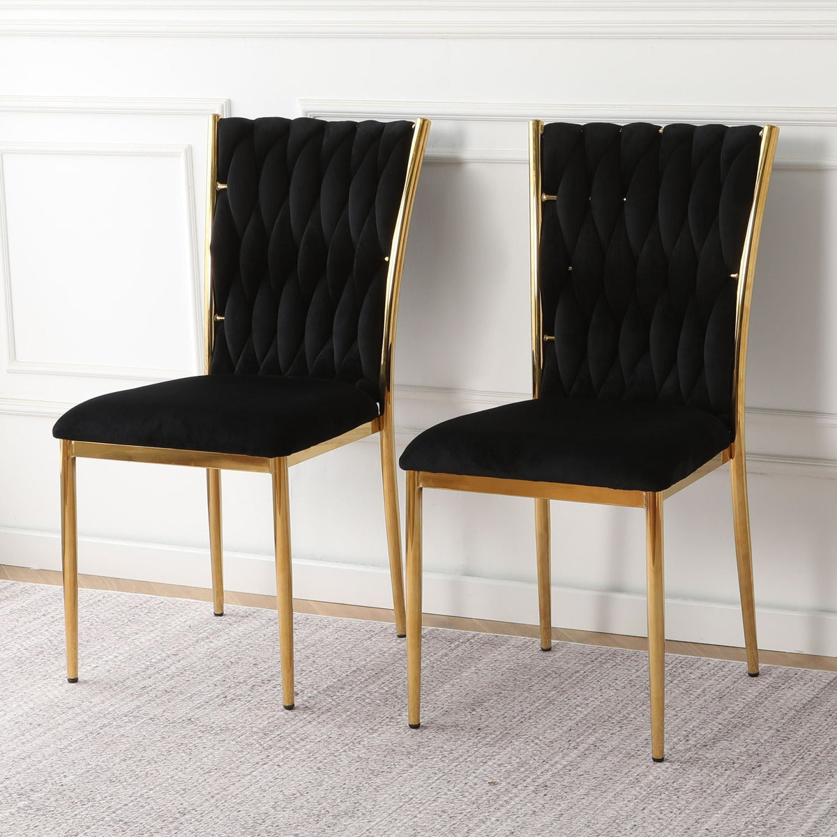 Modern Dining Chair Set with Plated Metal Legs - Multiple Colors
