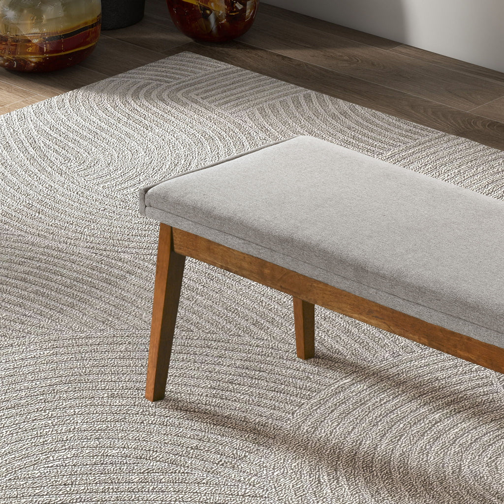 Ash Gray Upholstered Bench with Solid Wood Base - Ash Gray