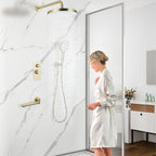 10" Shower System Set with Control Valve – Solid Brass – Gold or Black