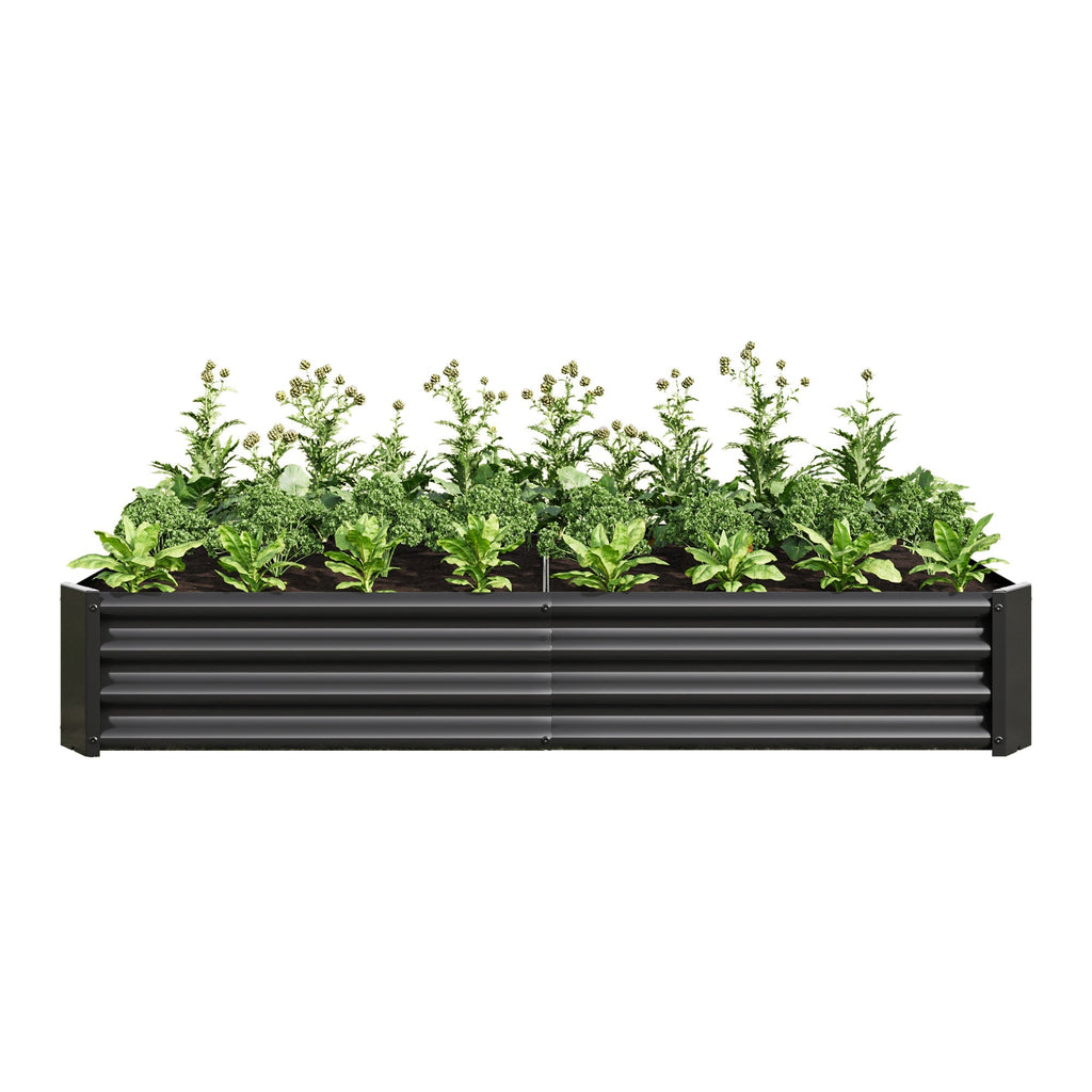 Metal Raised Garden Bed 6x3x1 Ft with Open Base - Silver