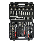 Socket and Ratchet Tool Set with Locking Toolbox - Black