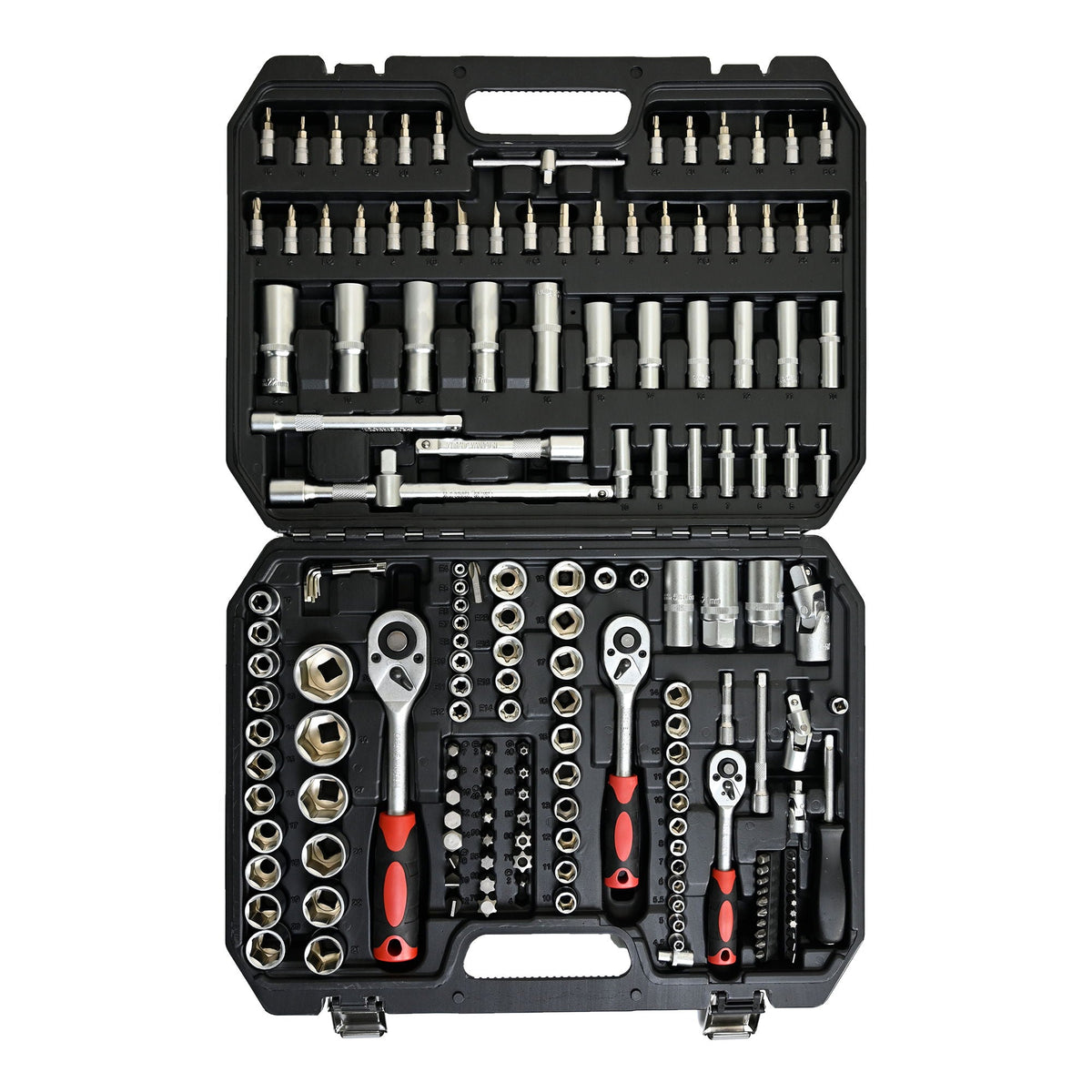 Socket and Ratchet Tool Set with Locking Toolbox - Black