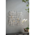 Iron Wall Decor with Geometric Design - White / Gold