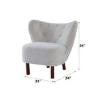 Teddy Sherpa Accent Chair with Plush Upholstery - White