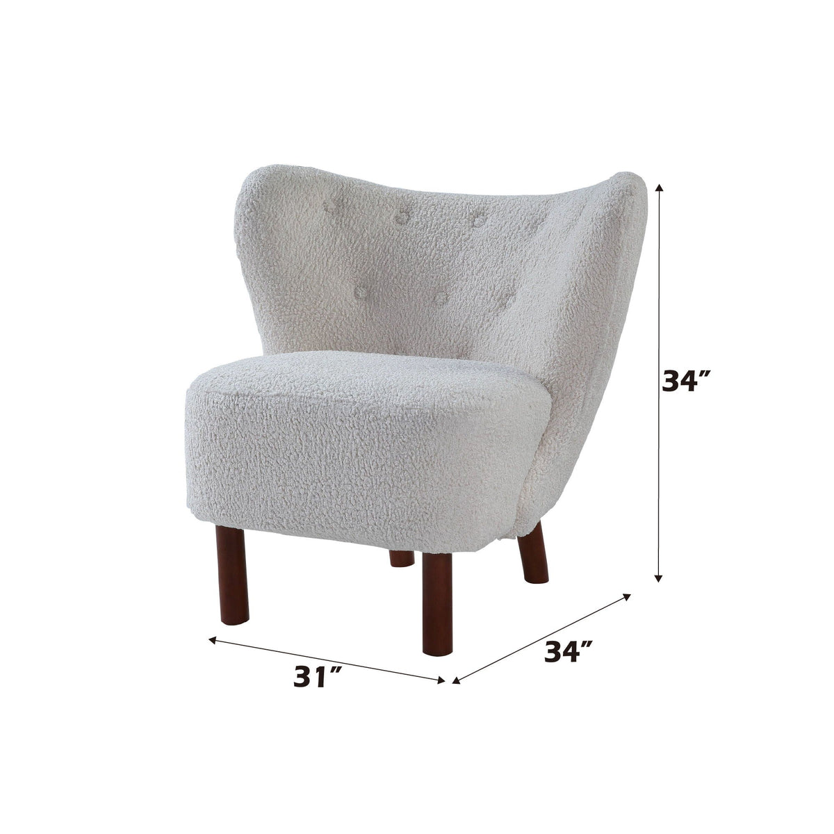 Teddy Sherpa Accent Chair with Plush Upholstery - White