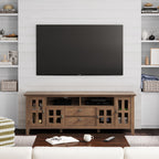 Rustic Natural Aged Brown TV Media Stand with Ample Storage - 72" Wide