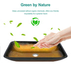 Gradient Tempered Glass Vessel Sink with Pop-Up Drain - Gold or Blue