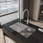 Stainless Steel Kitchen Sink with Single Bowl - Brushed Nickel