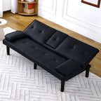 Foldable Sofa Bed with Cup Holder and Solid Wood Frame - Multiple Colors