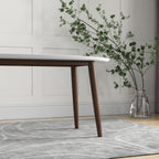Mid-Century Modern Oval Dining Table with Solid Wood Construction - White