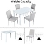 Dining Table Set with Crystal Decoration and Upholstered Chairs - Gray or White