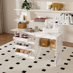 White Folding Sewing Table with Lockable Wheels - 4-in-1 Multi Functional Craft Station