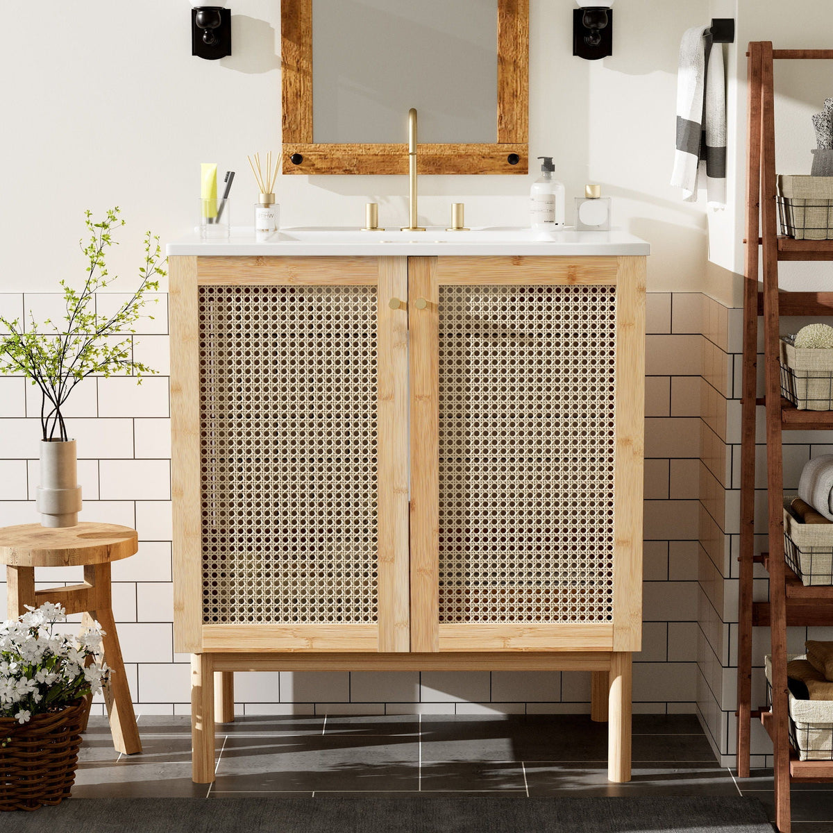 Bathroom Vanity Cabinet with Soft-Close Doors - Dark Brown or Light Brown