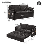 Convertible Sleeper Sofa Bed with Storage and USB/C Charging - Fabric