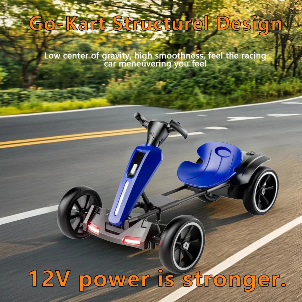 Electric Kids Pedal Go Kart with Adjustable Seat and Foldable Design - Multiple Colors