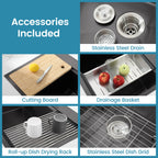 Stainless Steel Kitchen Sink with Overmount Single Bowl - Brushed Finish