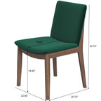 Mid-Century Modern Solid Wood Dining Chair Set with Fabric Upholstery - Multiple Colors