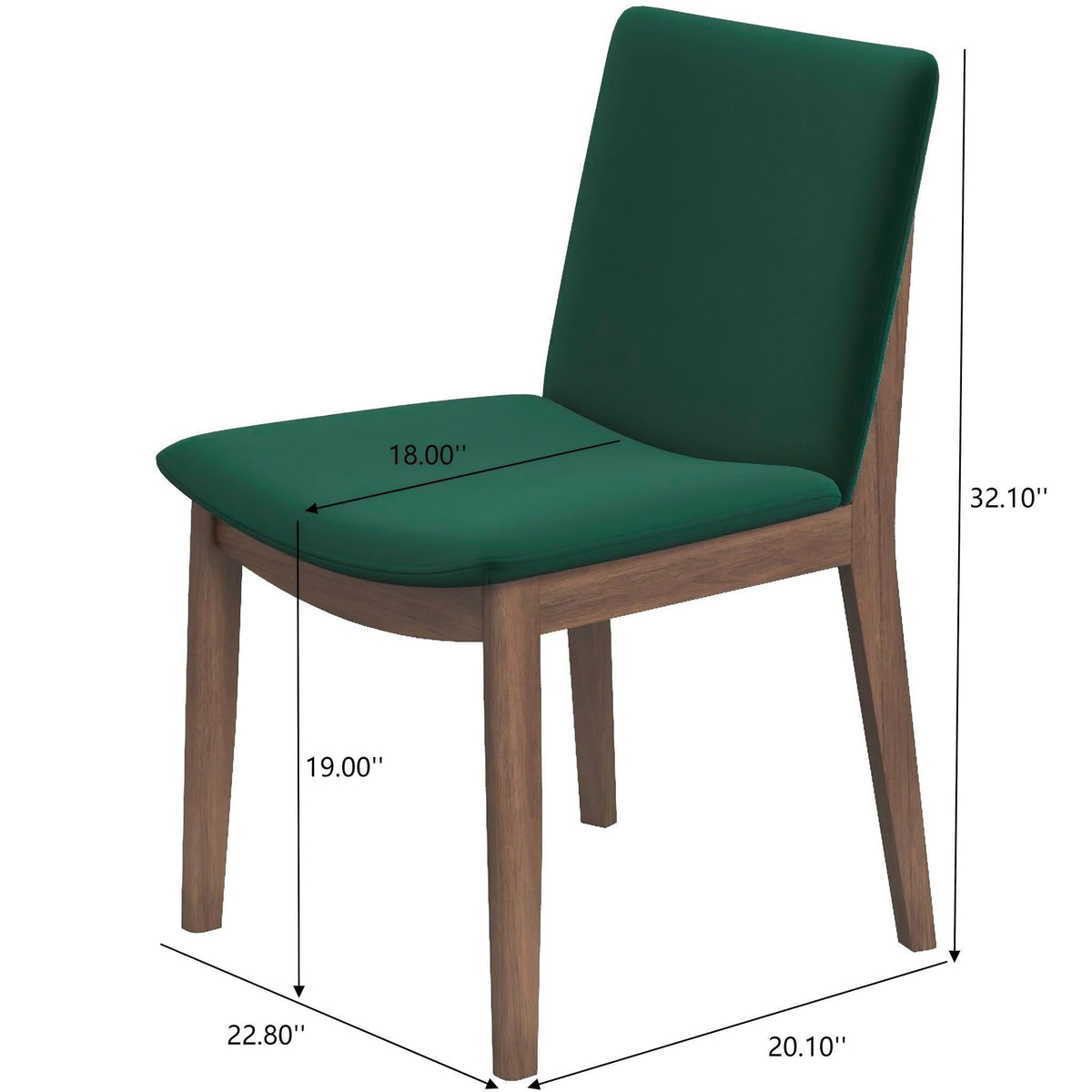 Mid-Century Modern Solid Wood Dining Chair Set with Fabric Upholstery - Multiple Colors