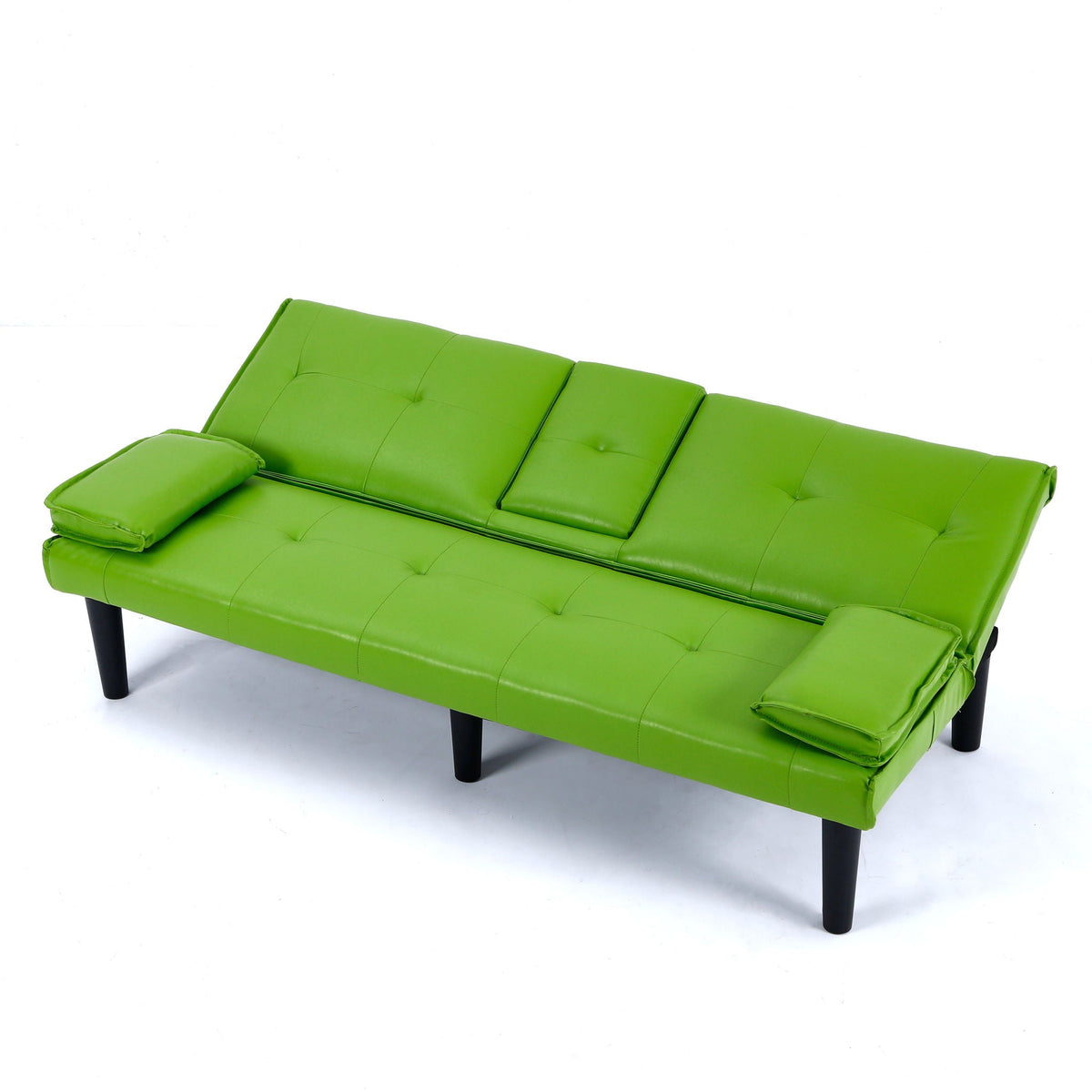 Foldable Sofa Bed with Cup Holder and Solid Wood Frame - Multiple Colors