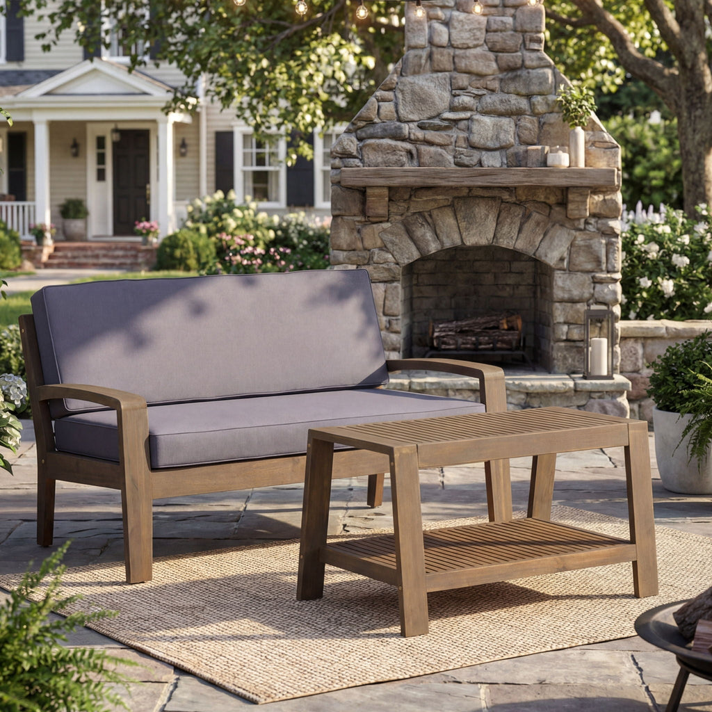2 Piece Outdoor Conversation Set with Water-Resistant Cushions - Multiple Colors