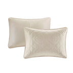 Reversible Bedspread Set with Medallion Quilting - Cream Full/Queen