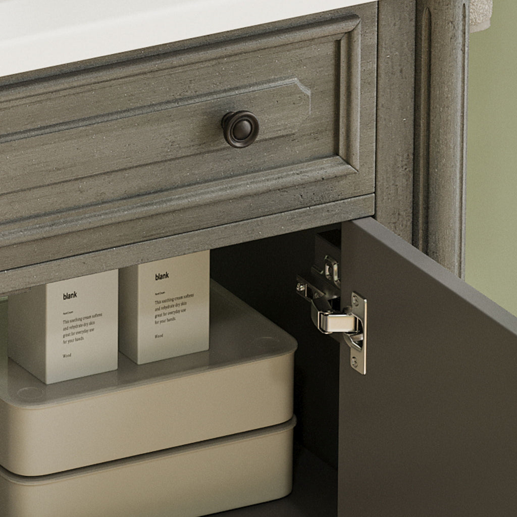 Vintage Bathroom Vanity With Sink and Soft-Close Doors - Dark Gray or White