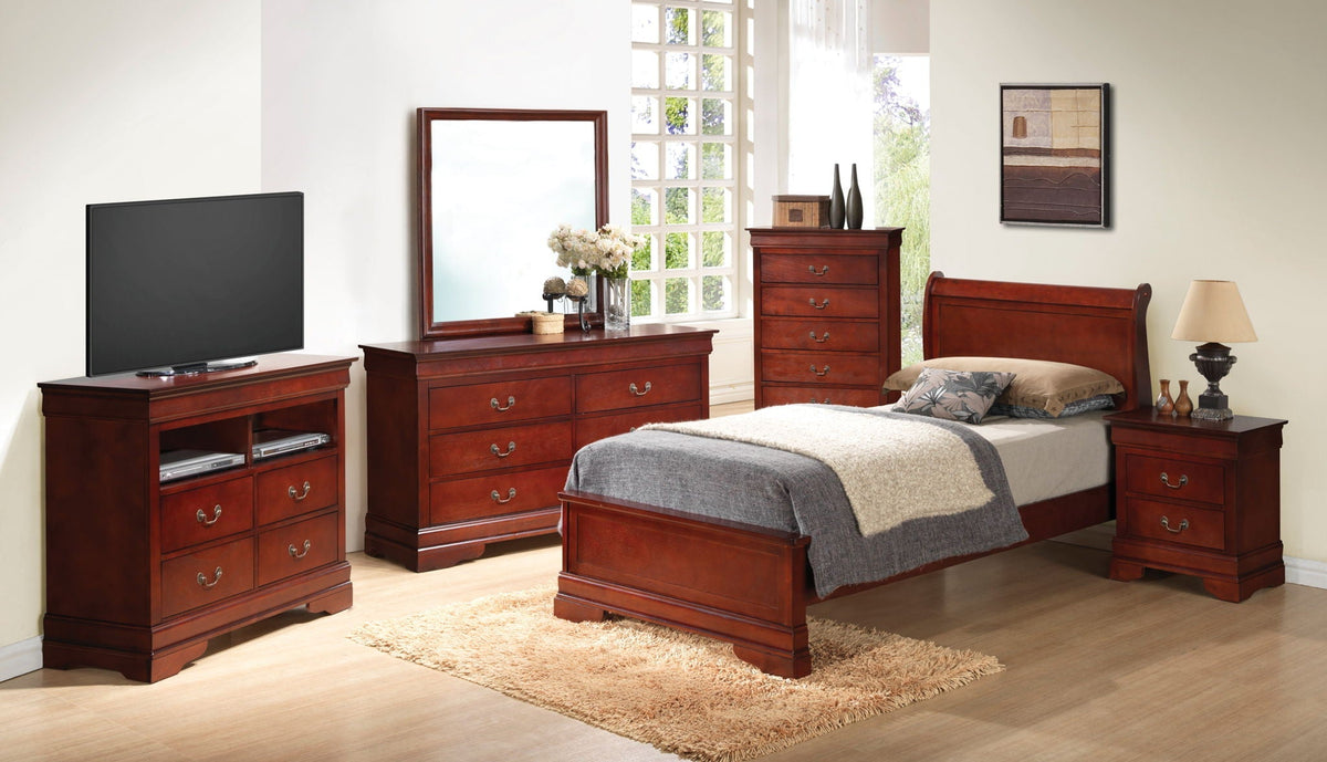 Sleigh Bed with Low Footboard - Real Wood Veneers, Multiple Colors