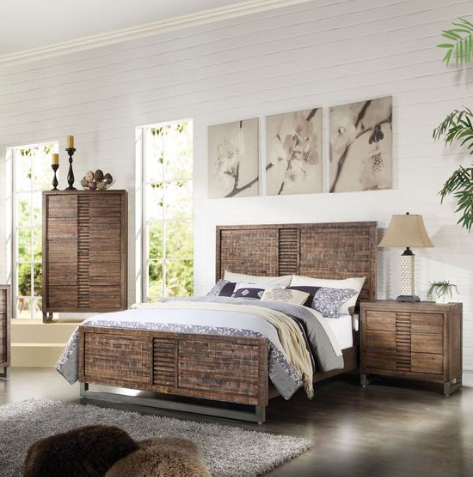 Andria Reclaimed Oak Finish Queen Bed