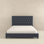 Dark Gray Mid-Century Modern Upholstered Platform Bed with Foam Headboard