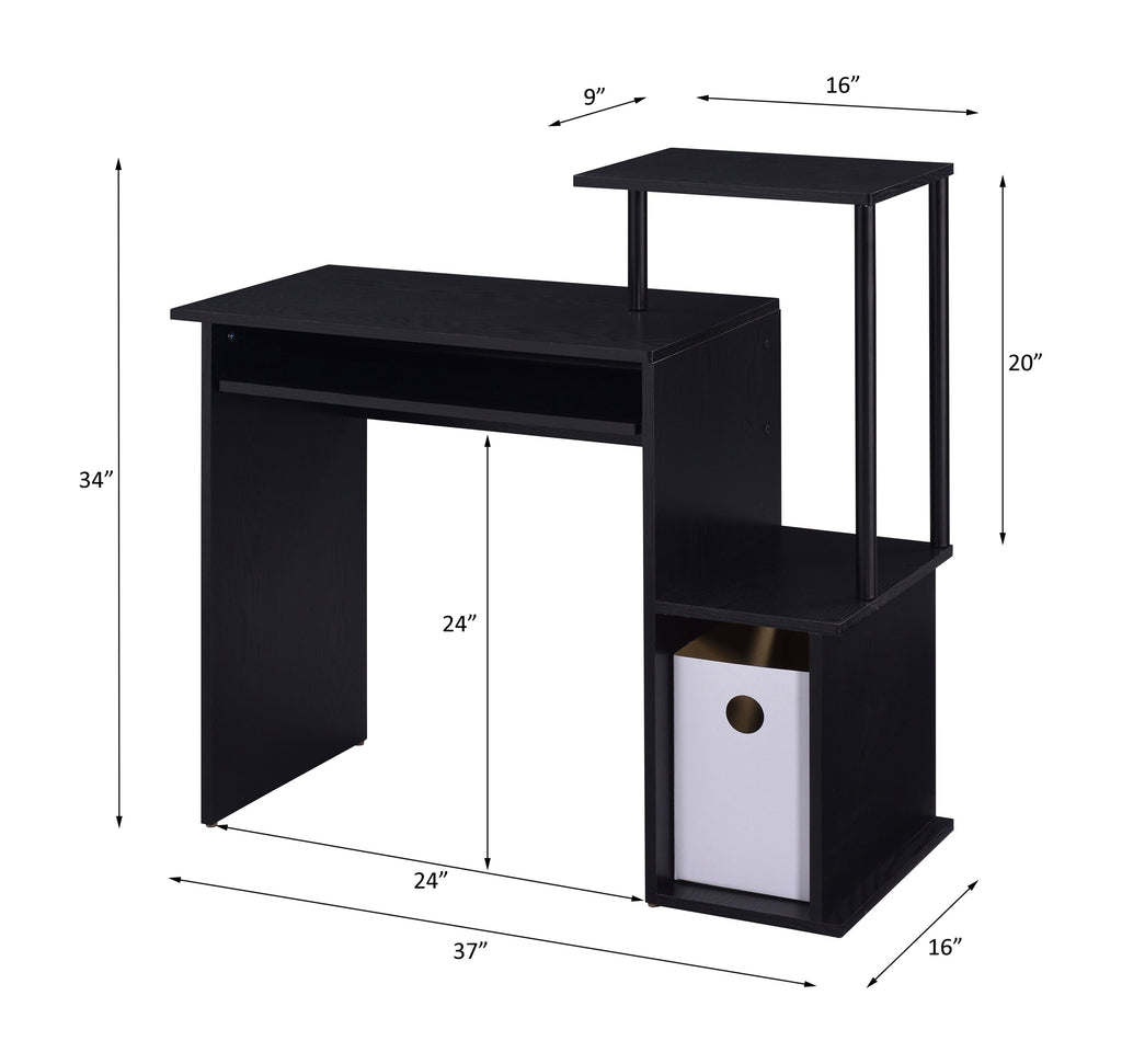 Rectangular Computer Desk with Keyboard Tray - Metal & Veneer Finish