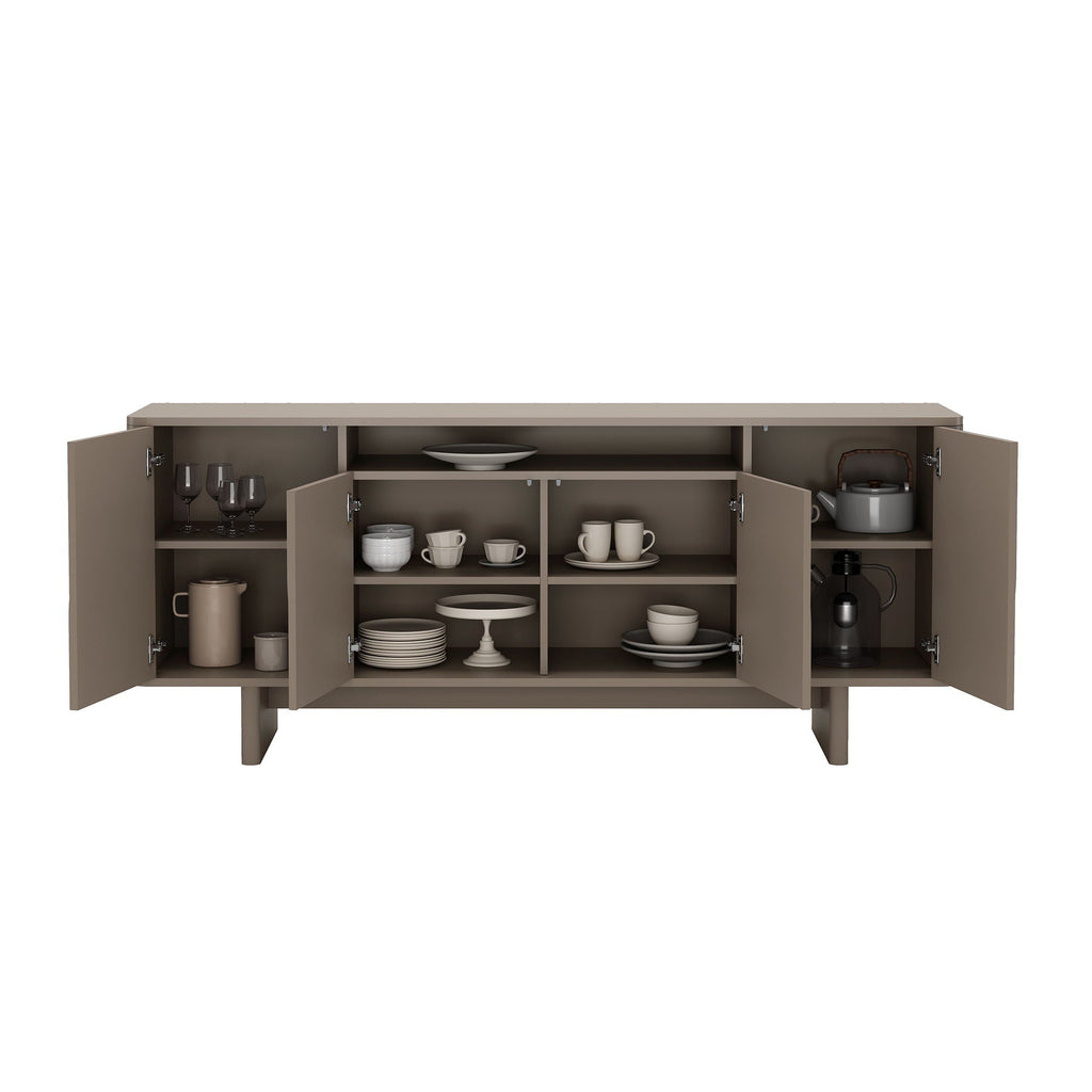 Sideboard With Adjustable Shelves and Soft Close Doors - White, Light Brown, Green