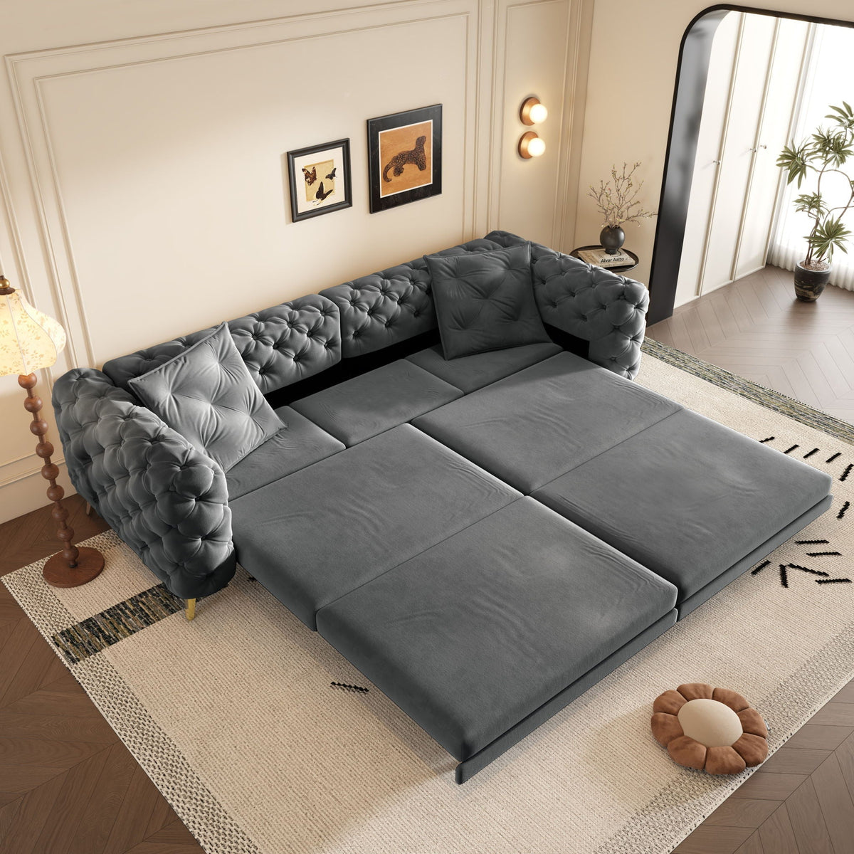 Convertible 3-in-1 Sleeper Sofa Set with Movable Ottoman - Multiple Colors