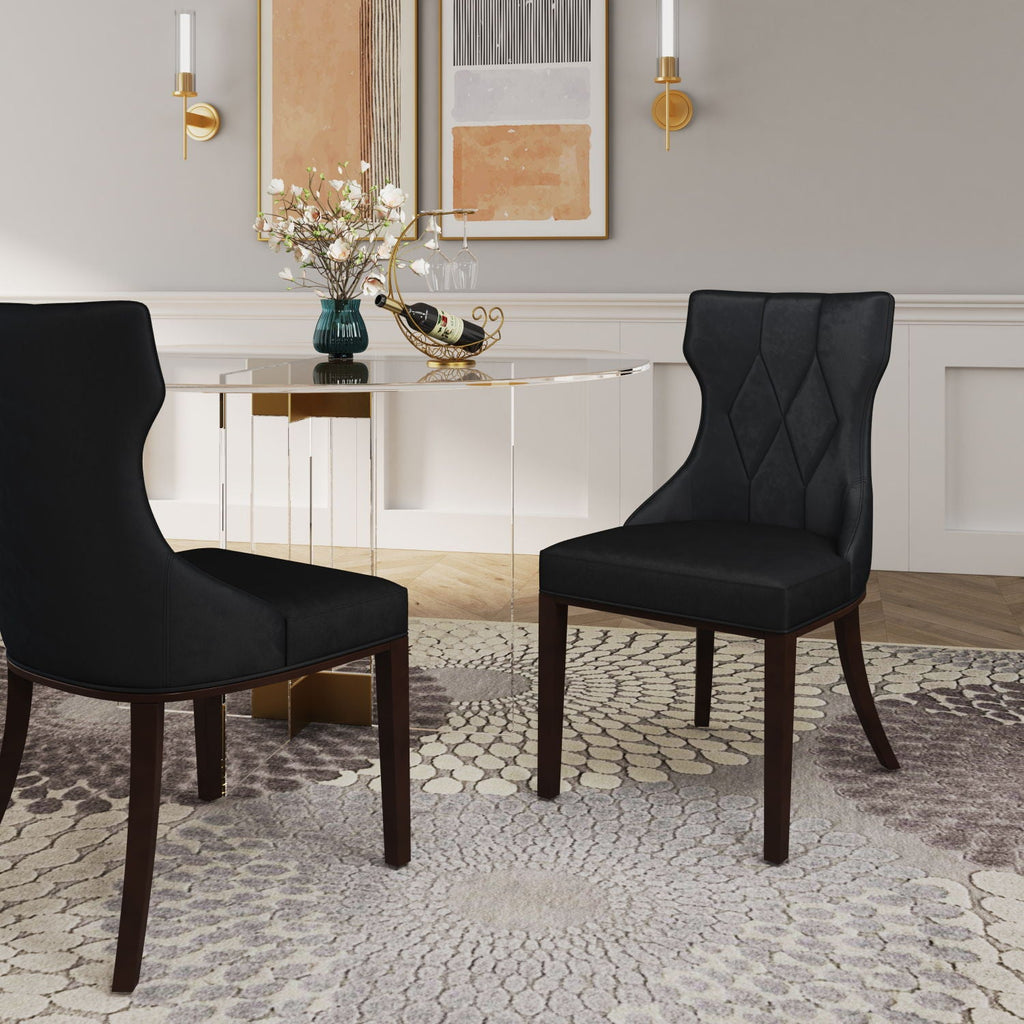 Reine Dining Chair Set of 2 with Solid Wood Frame and Classic Design - Multiple Colors
