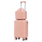 ABS 2-Piece Luggage Set with Spinner Wheels and Combination Lock - Pink