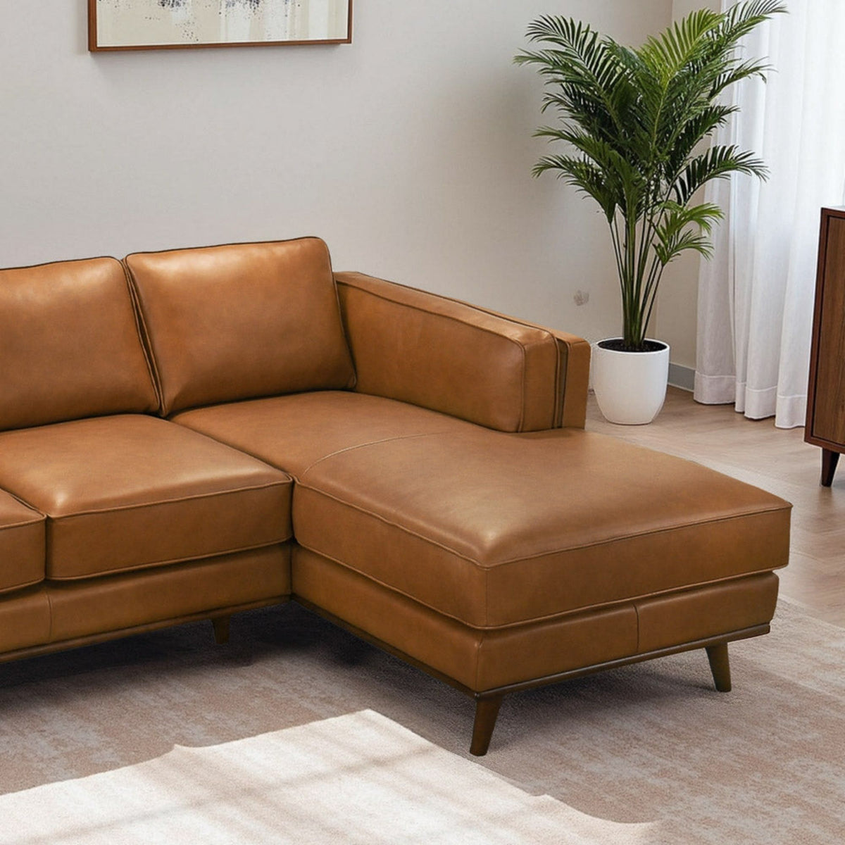 Light Brown Sectional Sofa with Removable Cushions - Left or Right Arm Facing