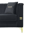 Velvet Sectional Sofa Set with Gold Metal Legs - Cream White