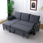 Reversible Chaise Sleeper Sectional Sofa with Storage - Cotton-Linen Upholstery