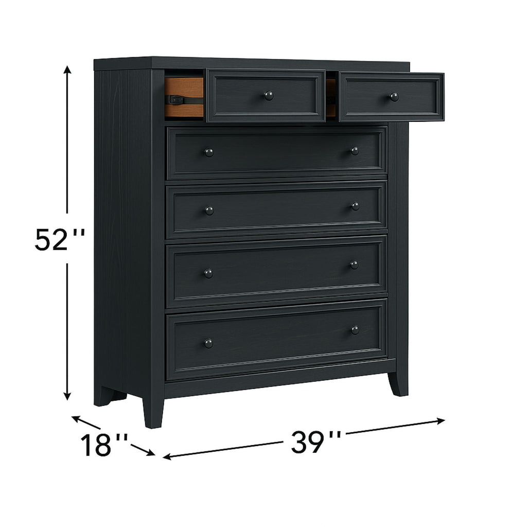 6 Drawer Chest with Smooth Slides - Black or White