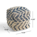 Alina Wool and Cotton Pouf with Polystyrene Filling - Natural