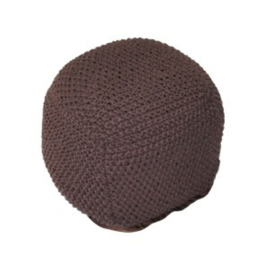 Cable Knitted Accent Pouf with Semi Rounded Design - Beige, Dark Brown, Dark Gray